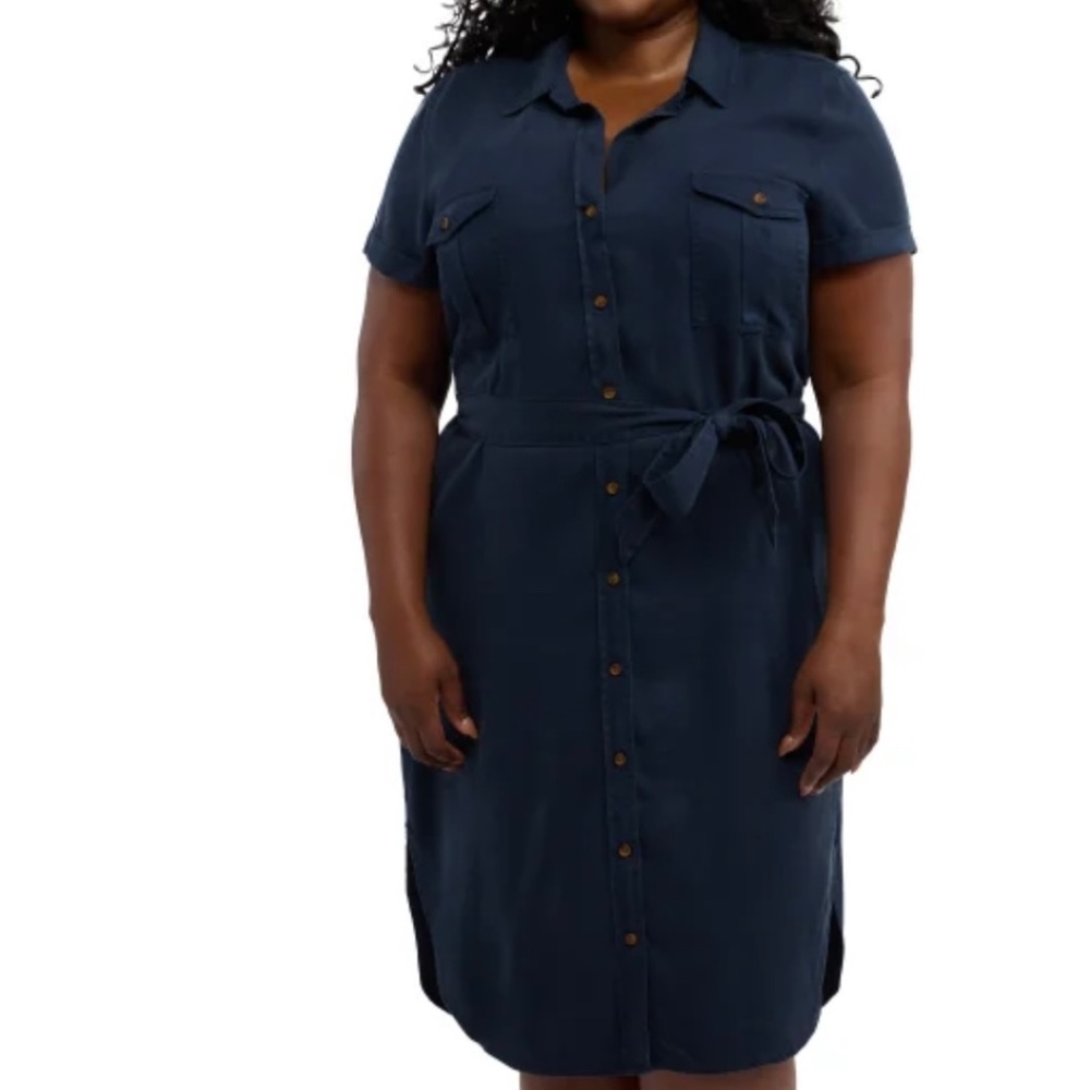 Teddi Rose Womens M Shirt Dress Navy Blue Tencel Relaxed Fit FAST SHIPPING - Picture 3 of 4